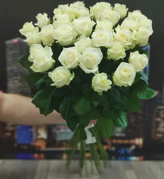 25 белых роз